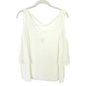 Chelsea 28 Top Women's Size Small White Ivory Cold Shoulder Blouse Scoop Neck